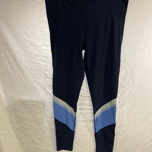 adidas Black Leggings with Light Blue Panels XL